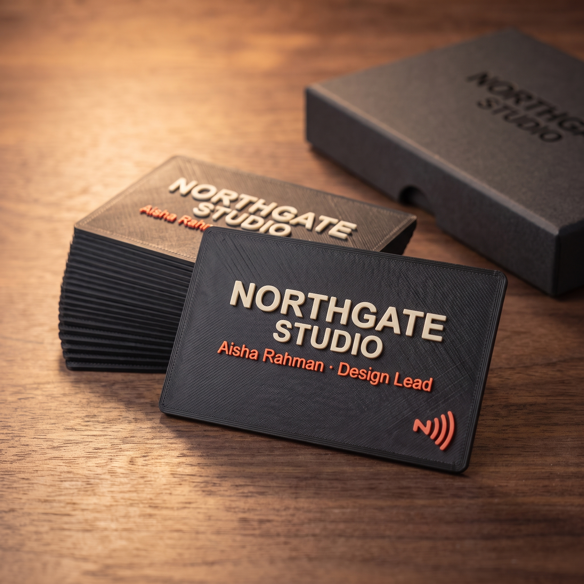 Team Card Pack — 25 NFC business cards with individual names, boxed