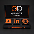 Social Tap Bar – Black and orange design studio example; real product photo with edited studio background.