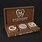 Social Tap Bar – Dental practice design, alternate tile arrangement; real product photo with edited studio background.