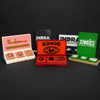 Social Tap Bar – Assorted custom designs, group photograph; real product photo with edited studio background.